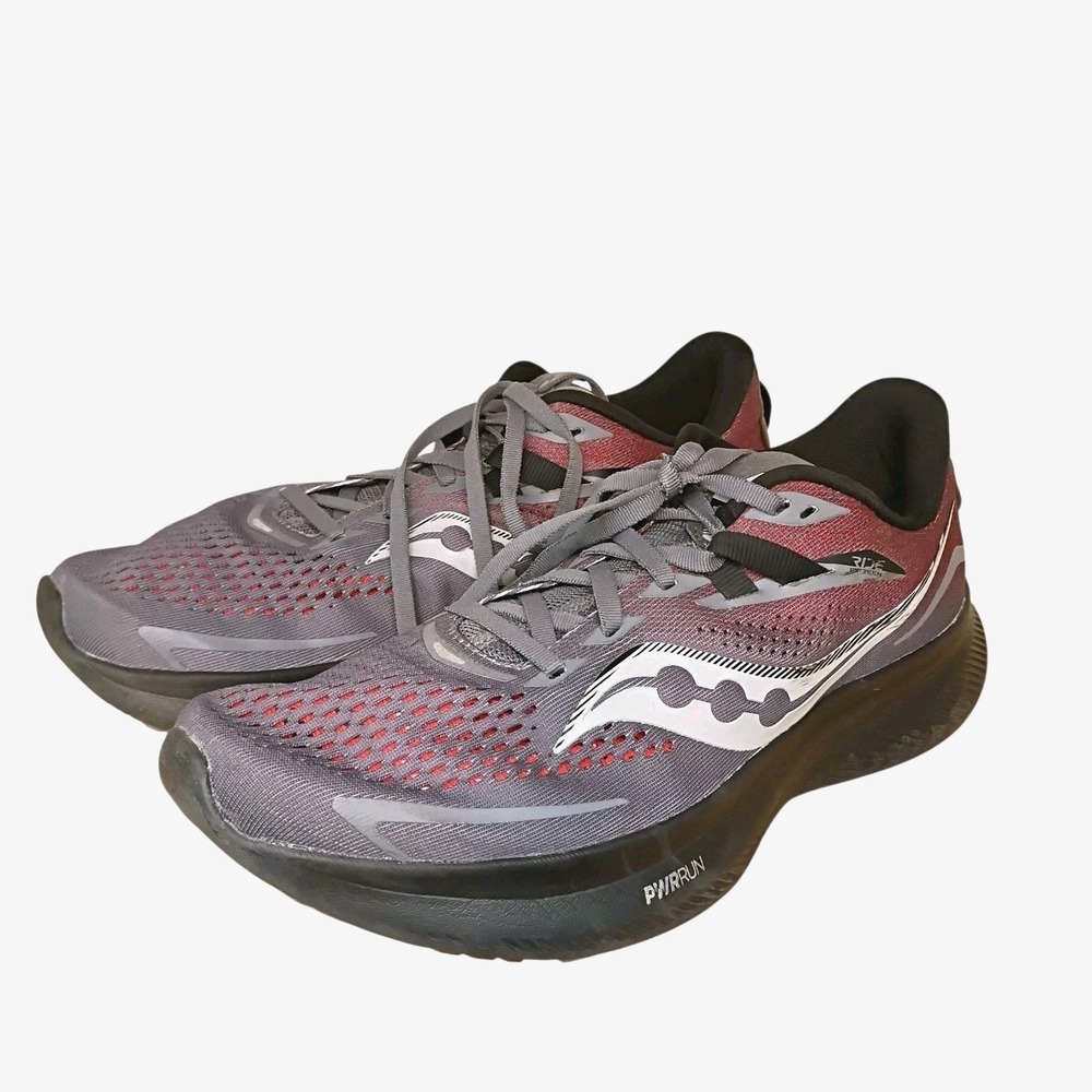 Saucony Ride 15 Running Shoes Sneakers Men's Size 9 Grey Red PWRUN S20729-22